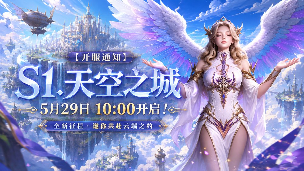 ​【开服通知】：“S1.天空之城”5月29日10:00开启！